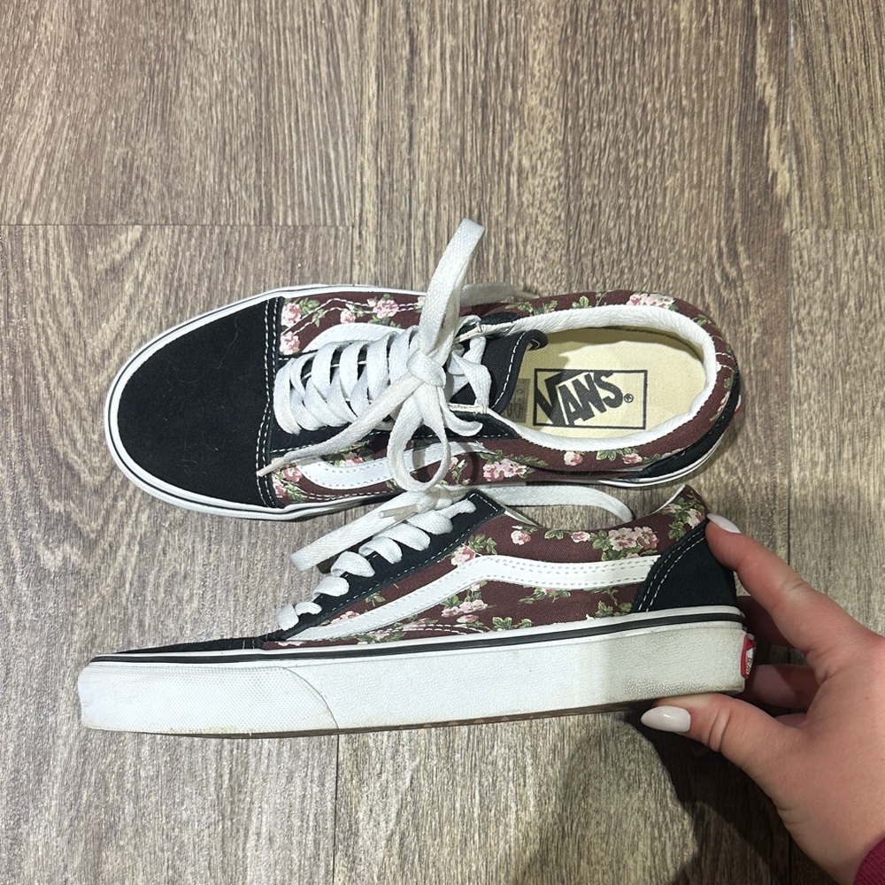 Vans Black and Floral Canvas Shoes